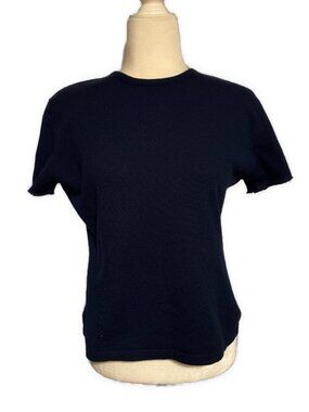 wendy b 100% cashmere crew neck short sleeve solid navy blue sweater Medium